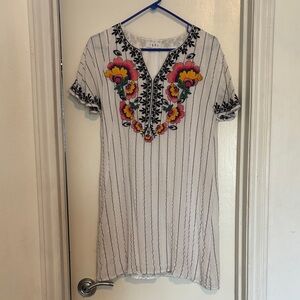 THML White and Black Embroidered Top
